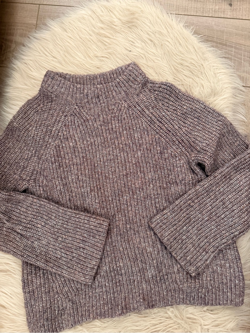 Cozy Ribbed Mock Neck Sweater - Mauve Blend